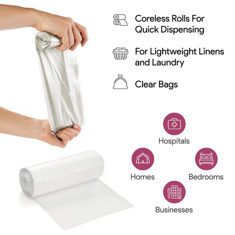 PROcure 20-30 Gallon Clear Garbage Can Liners, 50 Count - Medium - Large Trash Can Liners - High Density, Thin, Lightweight, 10 Microns - For Office, Home, Hospital, Wastebaskets - 2 Coreless Rolls - Image 2